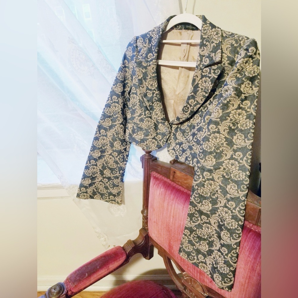 Brocade Crop Jean Jacket w bell sleeves